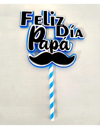 Topper Cake capas Feliz Día papá Bigote