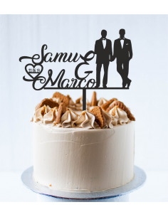 Topper cake boda chicos personalizado
