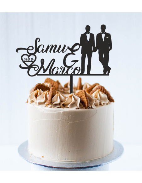 Topper cake boda chicos personalizado