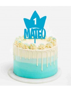 Topper Cake Corona con nombre y edad