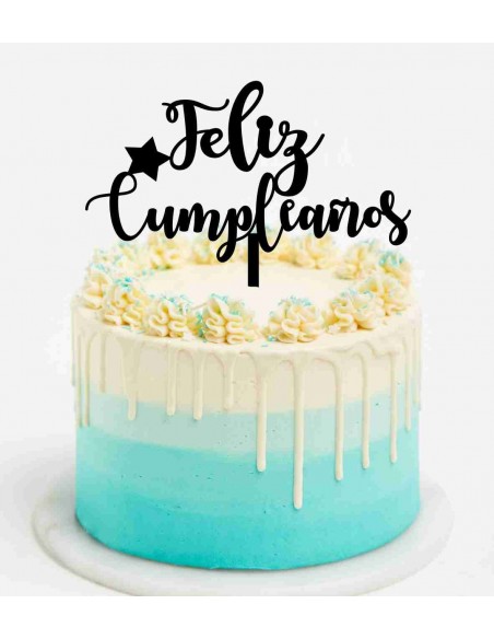 Topper Cake Feliz Cumpleaños con estrella