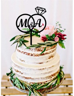 Topper cake Alianzas con iniciales