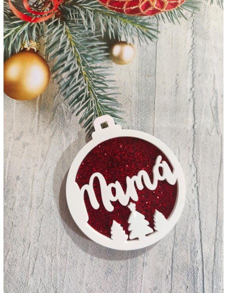 Bola de Navidad Abetos con nombre dos colores