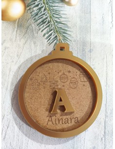 Bola de Navidad Inicial con nombre dos colores