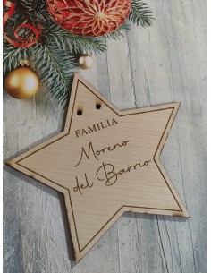 Estrella para el árbol de Navidad grabada en madera 2