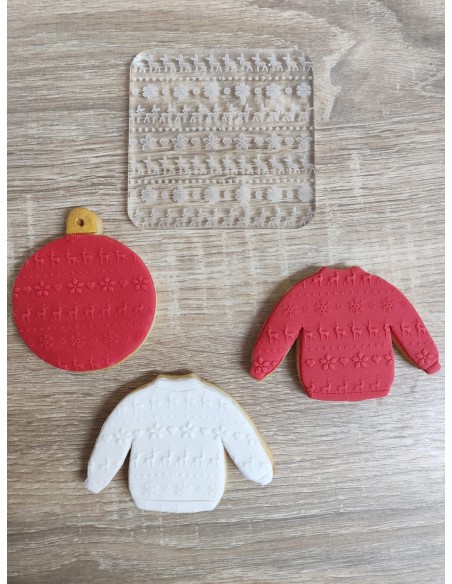 Sello textura Jersey navideño para galletas