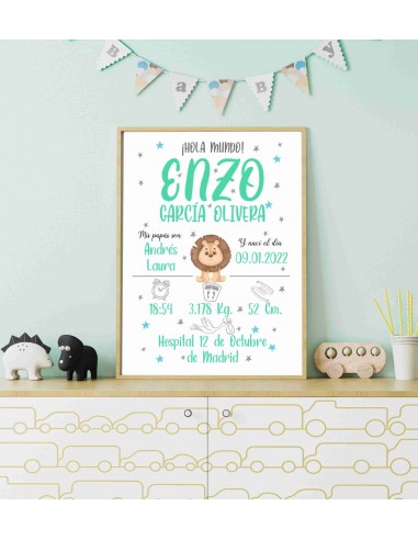 Comprar lámina de nacimiento personalizada | Diseño león