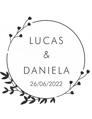 Sello de caucho de boda con diseño floral personalizado