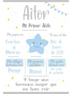 Lámina de nacimiento personalizada Estrella 2
