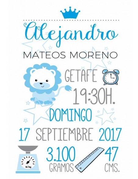 Lámina de nacimiento personalizada Elefante