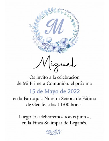 Invitación de Comunión  "Miguel"