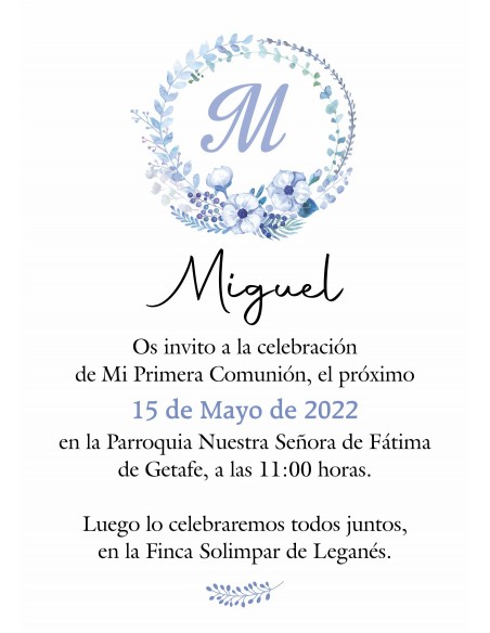 Invitación de Comunión  "Miguel"