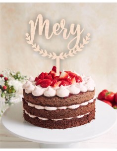 Topper para tarta con nombre personalizado: modelo floral