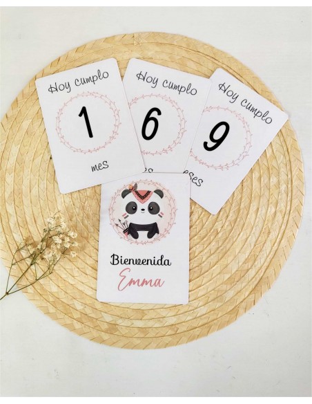Tarjetas cumplemes modelo panda con nombre personalizado