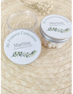 Bote gominolas con pegatina Olivo