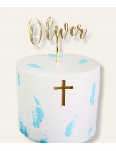 Pack Topper Nombre + Cruz frontal para tarta