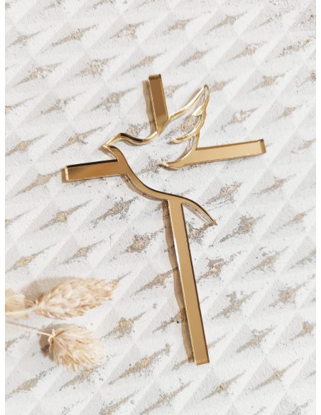 Cruz acrílica paloma frontal para tartas