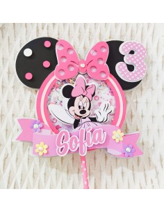 Topper Cake capas Minnie Mouse con shaker