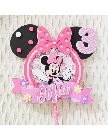 Topper Cake capas Minnie Mouse con shaker