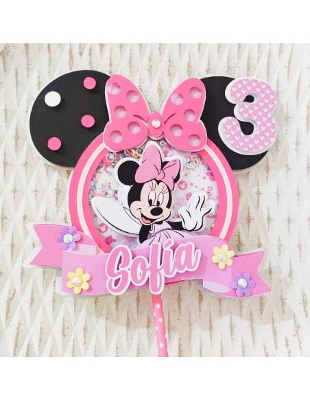 Topper Cake capas Minnie Mouse con shaker