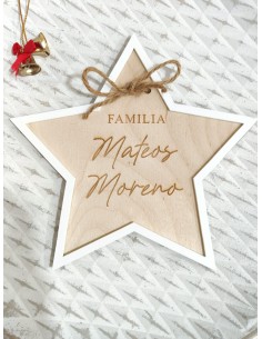 Estrella para el árbol de Navidad personalizada en madera