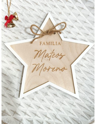 Estrella para el árbol de Navidad personalizada en madera