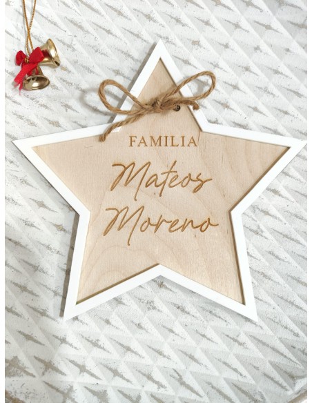 Estrella para el árbol de Navidad personalizada en madera