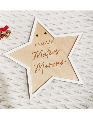 Estrella para el árbol de Navidad personalizada en madera