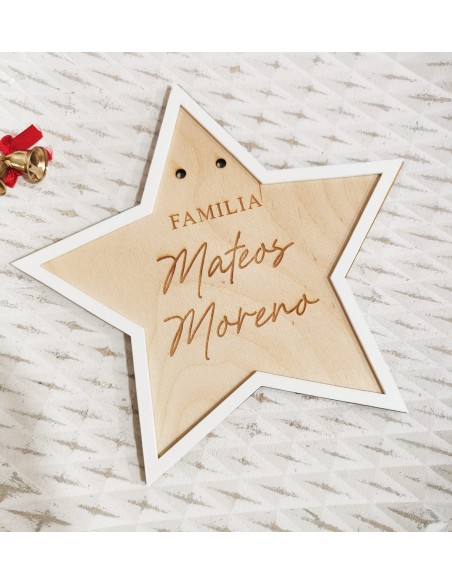 Estrella para el árbol de Navidad personalizada en madera